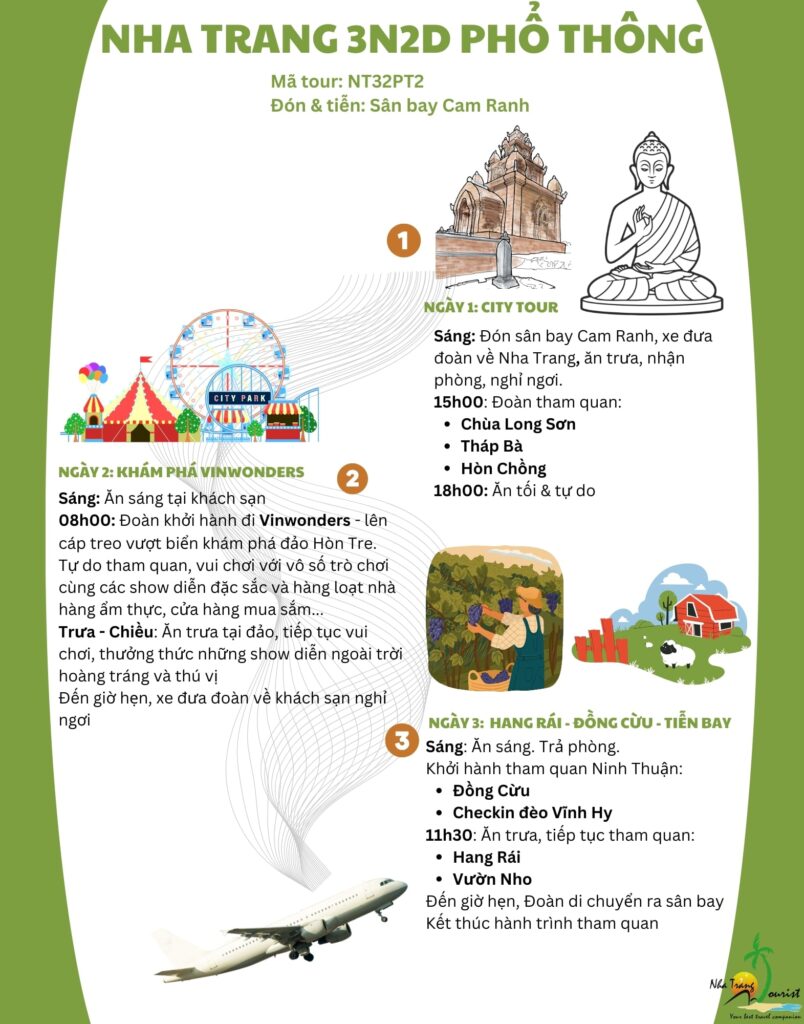 Lịch trình chi tiết Tour Nha Trang 3 Ngày 2 Đêm: City Tour - VinWonders - Hang Rái - Đồng Cừu