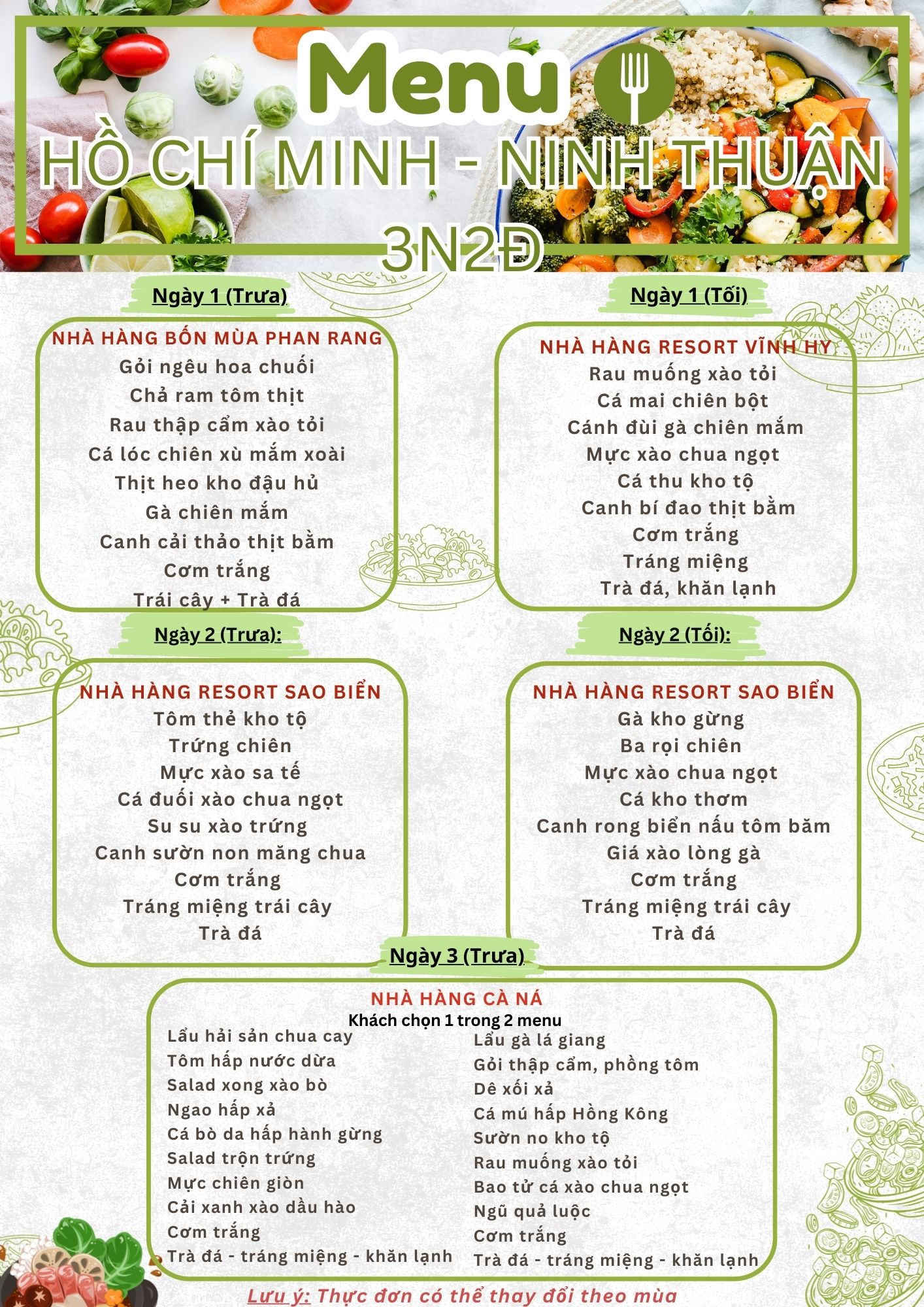 HCM NINH THUAN MENU