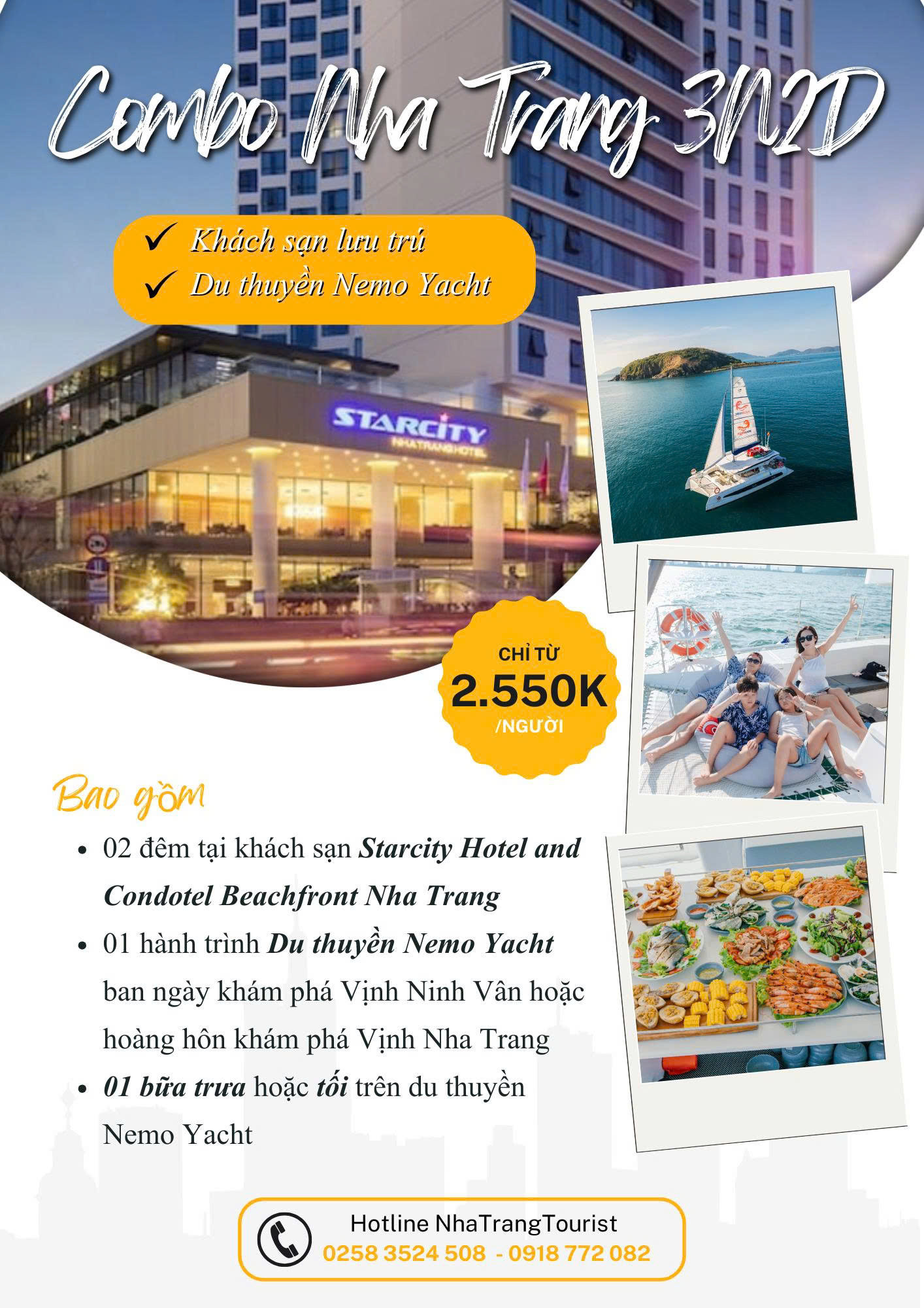 combo 3n2d khach san starcity du thuyen nemo yacht