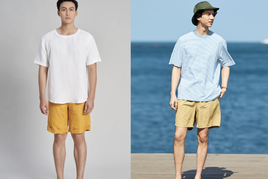 di-du-lich-nha-trang-da-lat-nen-mac-gi-10 Quần short với áo thun đơn giản cho nam đi du lịch