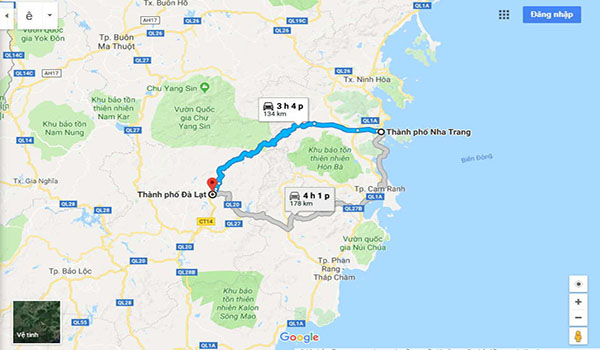 Bản đồ du lịch Nha Trang – Đà Lạt bằng hai cung đường