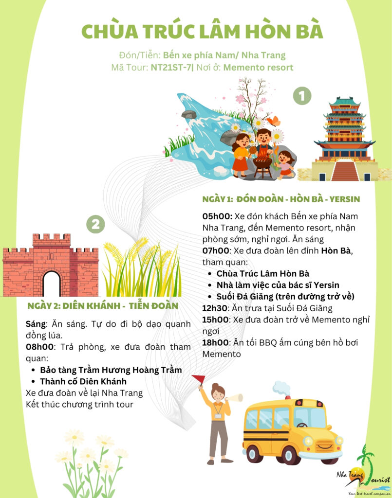 Lịch trình chi tiết Tour tham quan chùa Trúc Lâm Hòn Bà 2 ngày 1 đêm