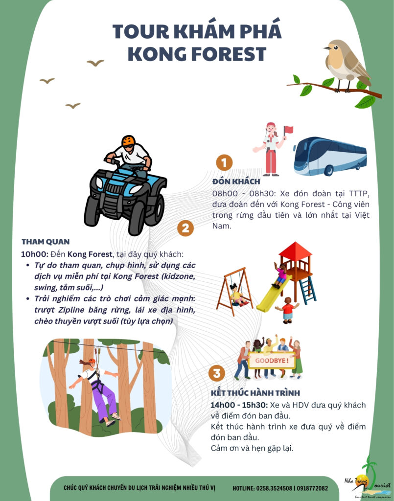 Chi tiết lịch trình tour khám phá Kong Forest Nha Trang 1 ngày