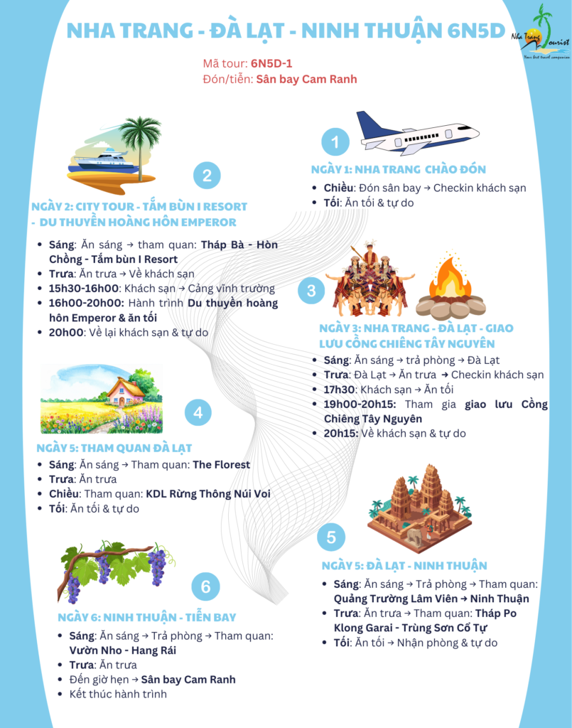 Chi tiết lịch trình Tour Nha Trang - Đà Lạt - Ninh Thuận