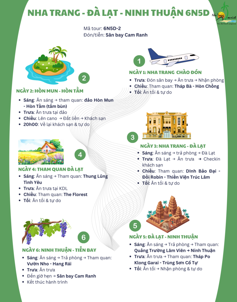 Chi tiết tour Nha Trang - Đà Lạt - Ninh Thuận 6N5Đ 
