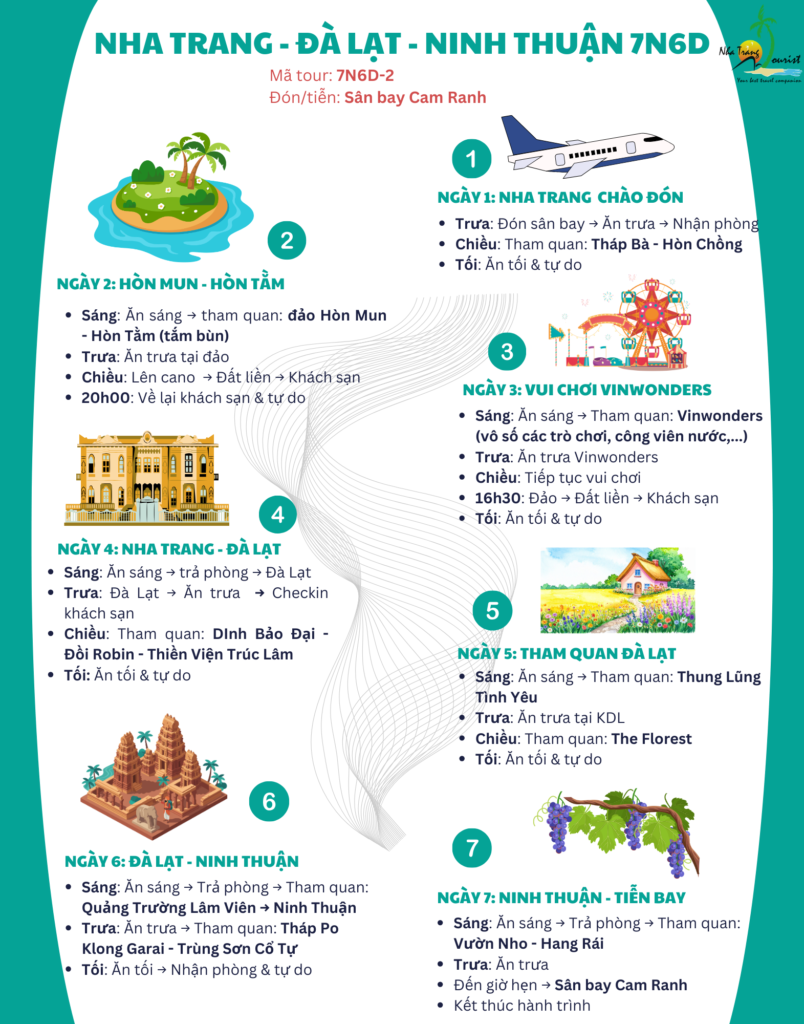 Lịch trình tour Nha Trang - Đà Lạt - Ninh Thuận 7 ngày 6 đêm