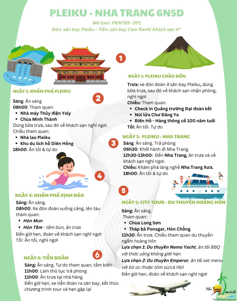 Lịch trình chi tiết tour du lịch Pleiku - Nha Trang