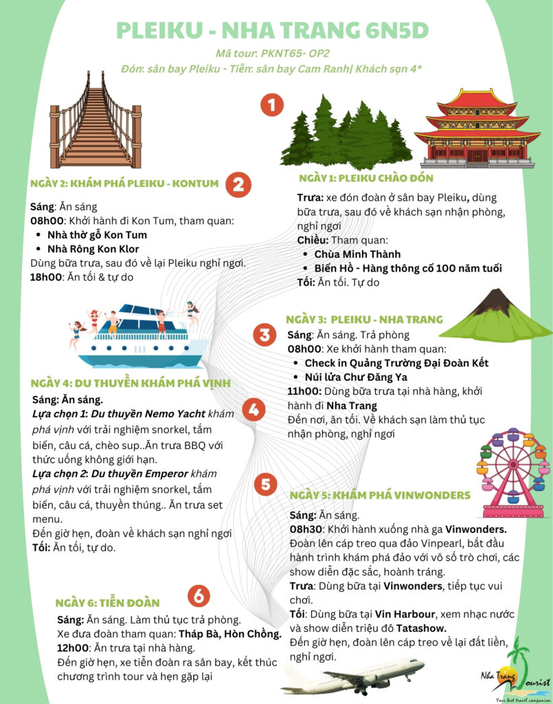 Lịch trình chi tiết tour tham quan 6 ngày 5 đêm
