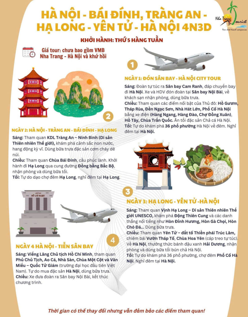Lịch trình Tour Hà Nội - Bái Đính, Tràng An - Hạ Long - Yên Tử 4N3Đ