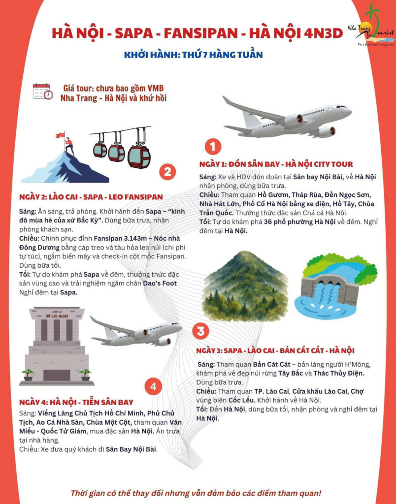 Lịch trình Tour du lịch Hà Nội - SaPa - Fansipan 4 ngày 3 đêm