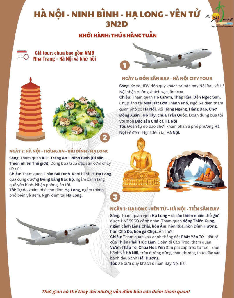 Lịch trình Tour Hà Nội - Ninh Bình - Hạ Long - Yên Tử 3N2Đ
