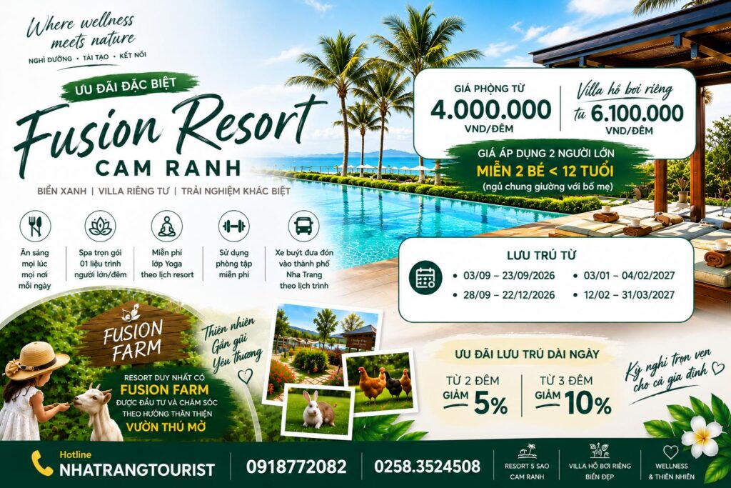 Ưu đãi đặt phòng Fusion Resort Cam Ranh 