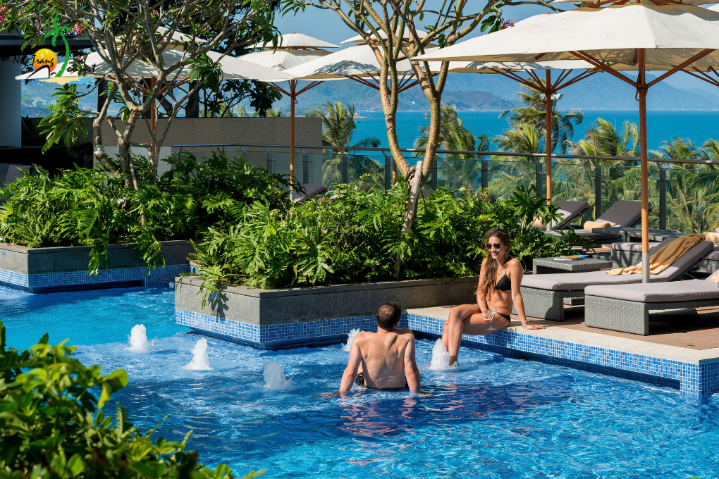 InterContinental Nha Trang’s outdoor swimming pool overlooking the coastal scenery